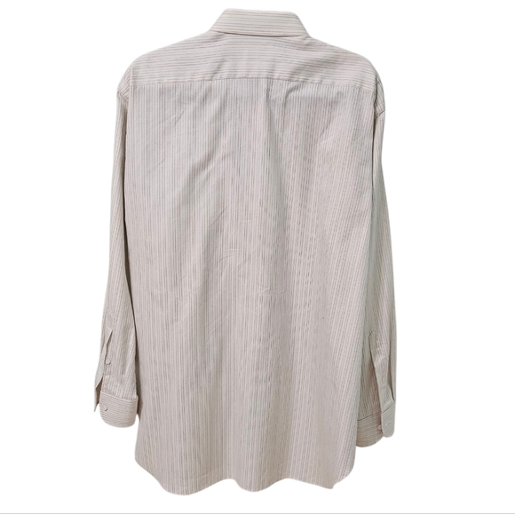 Brioni for Neiman Marcus Men's Pinstriped Cream Button-down Dress Shirt sz 16.5 - Picture 2 of 7